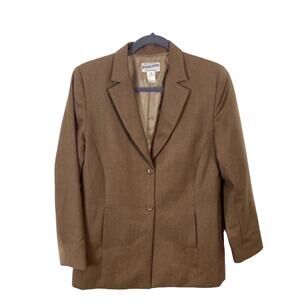 Pendleton Wool Blazer Women Size 8 Career Classic Virgin Wool Secretary Chic Tan